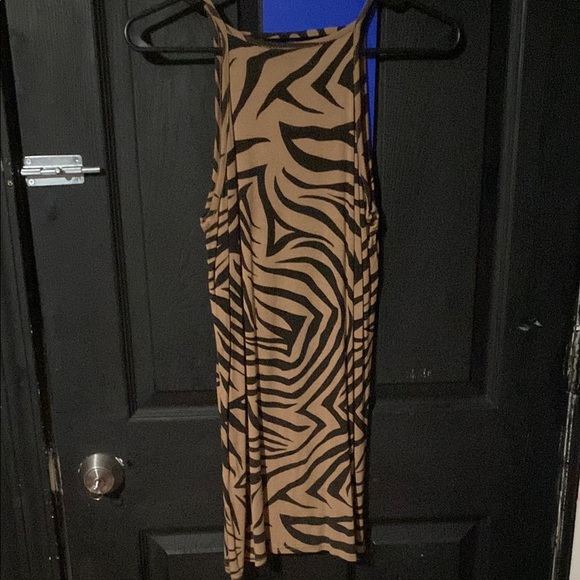 SHEIN Zebra Print Mini Dress in Brown and Black - Picture 2 of 2